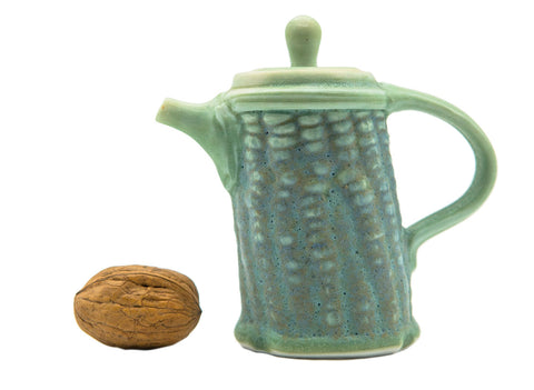 Corn teapot # 90488 by Tineke van Gils, green, porcelain 100 ml