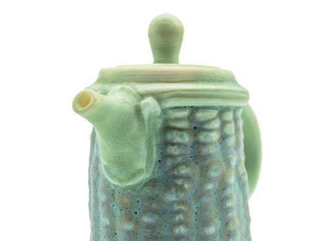Corn teapot # 90488 by Tineke van Gils, green, porcelain 100 ml
