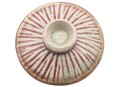 Stoneware clay gaiwan # 90497 by Tineke van Gils, handpainted slibdecoration, ashglaze