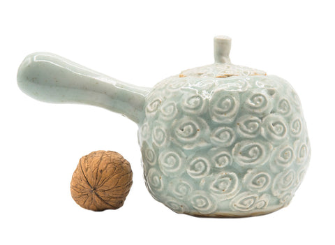 Roses teapot # 90478 by Tineke van Gils, porcelain, celadon glaze 180 ml