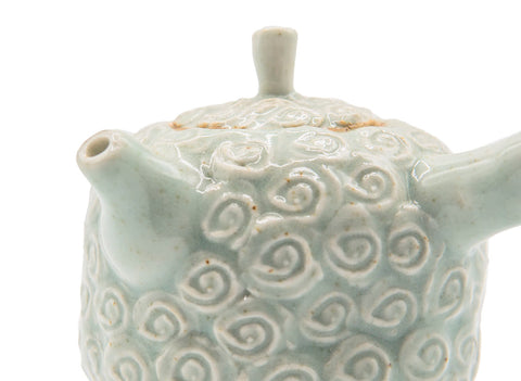 Roses teapot # 90478 by Tineke van Gils, porcelain, celadon glaze 180 ml