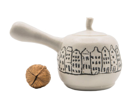 Amsterdam teapot # 90477 by Tineke van Gils porcelain, inlay technique