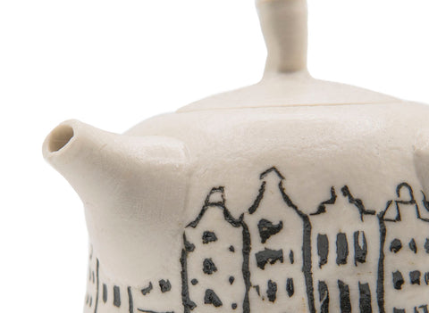 Amsterdam teapot # 90477 by Tineke van Gils porcelain, inlay technique