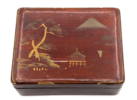 Vintage wooden box # 90389, hand painted, Japan