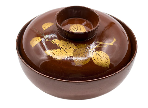 Japanese vintage bowl, wood, lacquer, hand painting #90502