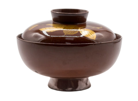 Japanese vintage bowl, wood, lacquer, hand painting #90502