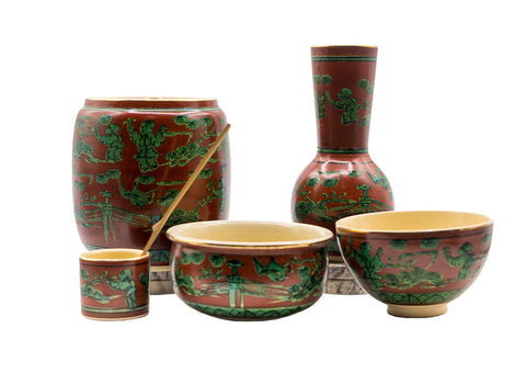Japanese tea ceremony set, vintage, hand painted ceramics