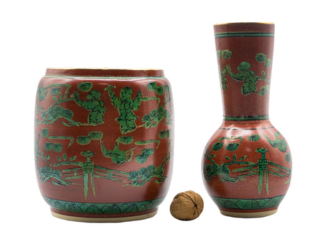 Japanese tea ceremony set, vintage, hand painted ceramics