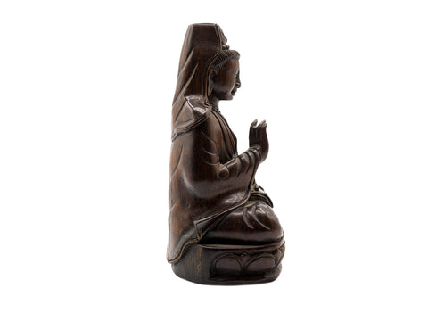 Statua di Guanyin, intaglio del legno, Cina, vintage