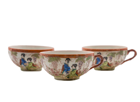 Vintage kopjes van Japans porselein, set van 3 stuks