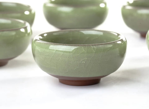 Tea ware set # 17378, porcelain, ice crack , (teapot 150 ml, 6 cups 50 ml)