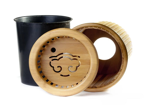 The bucket for teatray with drain # 17493, bamboo/plastic, 4000 ml.