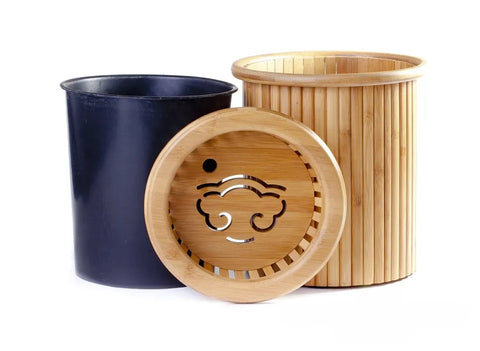 The bucket for teatray with drain # 17493, bamboo/plastic, 4000 ml.