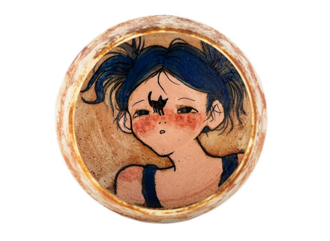 Beker # 34335, houtvuren/keramiek/handschilderen, 250 ml.