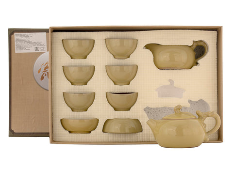 Set für Teezeremonie (9-teilig) Nr. 91052, Porzellan: Teekanne 200 ml, Gundaobey 200 ml, Teamesh, sechs Tassen 65 ml.