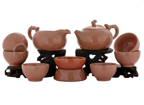 Set for tea ceremony (9 items) # 91026, porcelain: teapot 200 ml, gundaobey 200 ml, teamesh, six cups 65 ml.