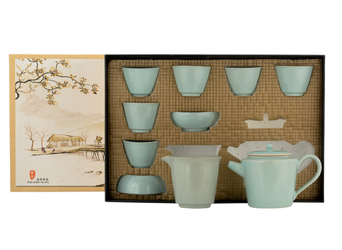 Set for tea ceremony (9 items) # 91004, porcelain: teapot 200 ml, gundaobey 200 ml, teamesh, six cups 58 ml.