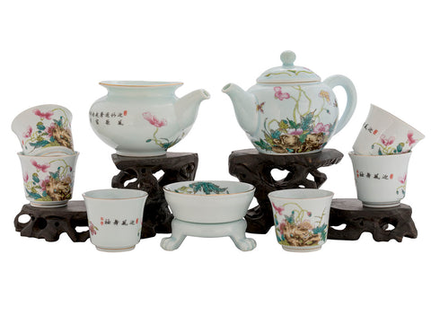 Set for tea ceremony (9 items) # 91035, porcelain: teapot 220 ml, gundaobey 200 ml, teamesh, six cups 45 ml.