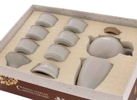 Set for tea ceremony (9items) # 91050, porcelain: teapot 225 ml, gundaobey 210 ml, teamesh, six cups 60 ml.