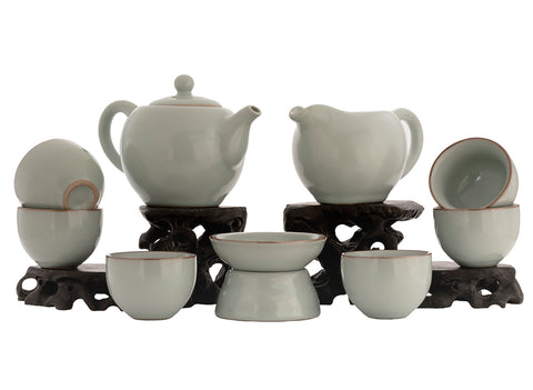 Set for tea ceremony (9items) # 91055, porcelain: teapot 225 ml, gundaobey 210 ml, teamesh, six cups 60 ml.