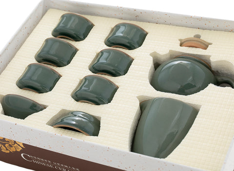 Set für Teezeremonie (9-teilig) Nr. 91006, Porzellan: Teekanne 220 ml, Gundaobey 210 ml, Teamesh, sechs Tassen 50 ml.