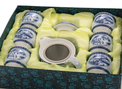 Set for tea ceremony (7 items) # 91011, porcelain: teapot 340 ml, six cups 117 ml.