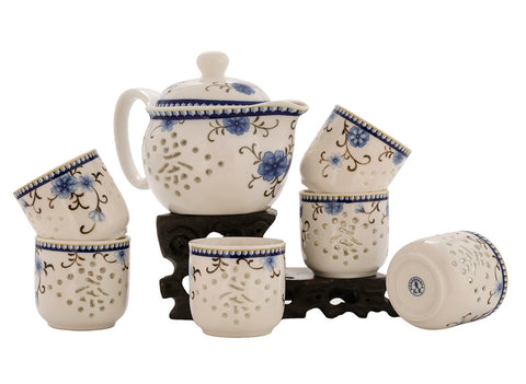 Set for tea ceremony (7 items) # 91005, porcelain: teapot 340 ml, six cups 117 ml.
