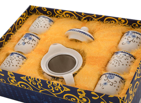 Set for tea ceremony (7 items) # 91005, porcelain: teapot 340 ml, six cups 117 ml.