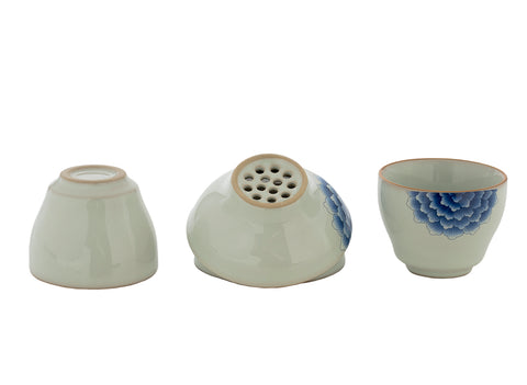 Set for tea ceremony (9items) # 91054, porcelain: teapot 225 ml, gundaobey 210 ml, teamesh, six cups 60 ml.