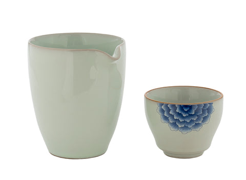 Set for tea ceremony (9items) # 91054, porcelain: teapot 225 ml, gundaobey 210 ml, teamesh, six cups 60 ml.