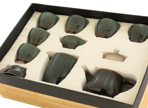 Set for tea ceremony (9 items) # 91023, porcelain: teapot 200 ml, gundaobey 200 ml, teamesh, six cups 58 ml.