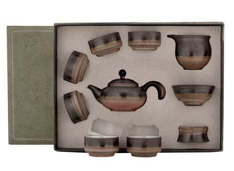 Set for tea ceremony (9 items) # 42037, porcelain: teapot 178 ml, gundaobey 172 ml, teamesh, six cups 58 ml.