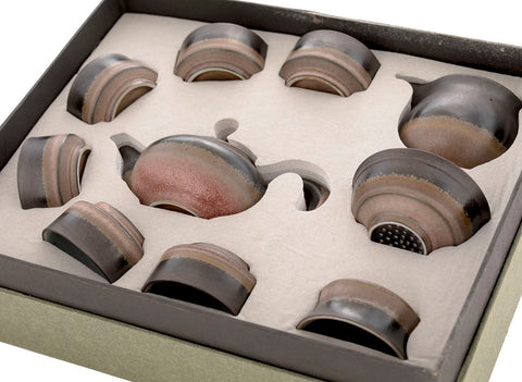 Set for tea ceremony (9 items) # 42037, porcelain: teapot 178 ml, gundaobey 172 ml, teamesh, six cups 58 ml.