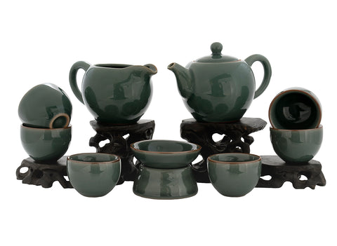 Set for tea ceremony (9 items) # 91049, porcelain: teapot 220 ml, gundaobey 210 ml, teamesh, six cups 50 ml.
