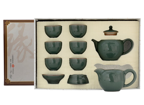 Set for tea ceremony (9 items) # 91049, porcelain: teapot 220 ml, gundaobey 210 ml, teamesh, six cups 50 ml.