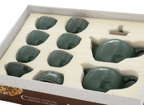 Set for tea ceremony (9 items) # 91049, porcelain: teapot 220 ml, gundaobey 210 ml, teamesh, six cups 50 ml.