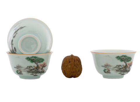 Set for tea ceremony (9 items) # 91051, porcelain: teapot 215 ml, gundaobey 200 ml, teamesh, six cups 56 ml.