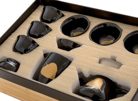 Set for tea ceremony (9 items) # 91020, porcelain: teapot 200 ml, gundaobey 200 ml, teamesh, six cups 58 ml.