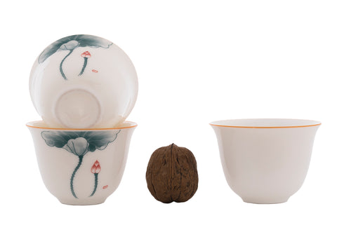 Set for tea ceremony (9 items) # 42005, porcelain: teapot 200 ml, gundaobey 200 ml, teamesh, six cups 58 ml.