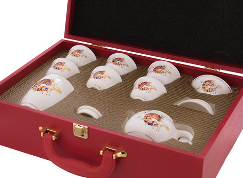 Set voor theeceremonie (9items) # 91036, porselein: theepot 225 ml, gundaobey 210 ml, teamesh, zes kopjes 60 ml.