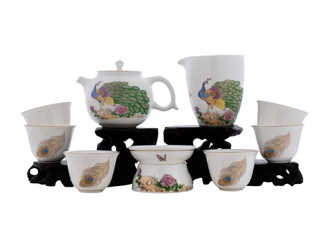 Set for tea ceremony (9items) # 91044, porcelain: teapot 225 ml, gundaobey 210 ml, teamesh, six cups 60 ml.
