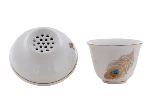 Set for tea ceremony (9items) # 91044, porcelain: teapot 225 ml, gundaobey 210 ml, teamesh, six cups 60 ml.