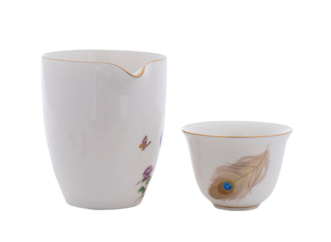 Set for tea ceremony (9items) # 91044, porcelain: teapot 225 ml, gundaobey 210 ml, teamesh, six cups 60 ml.