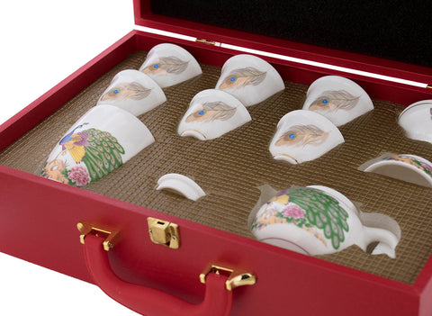 Set for tea ceremony (9items) # 91044, porcelain: teapot 225 ml, gundaobey 210 ml, teamesh, six cups 60 ml.