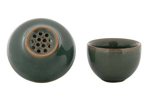 Set for tea ceremony (10 items) # 91039, porcelain: teapot 220 ml, gaiwan 130 ml, gundaobey 210 ml, teamesh, six cups 50 ml.