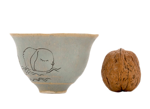 Tasse faite main Moychay # 42150, « Lapins de mer », série « Lapins ensoleillés », céramique/peinture à la main, 74 ml.