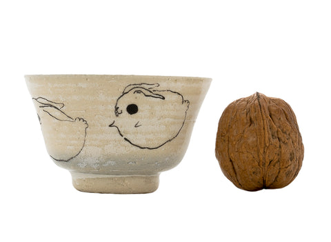 Tasse faite main Moychay # 42256, « Salochki 27 », série des « Lapins ensoleillés », céramique/peinture à la main, 57 ml.