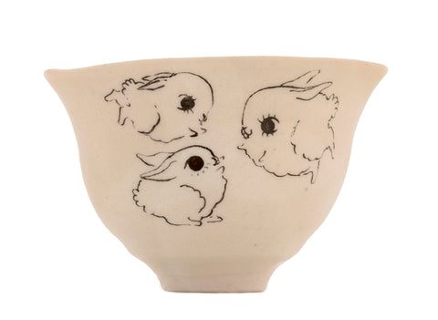 Tasse artisanale Moychay n° 42167, « Salochki 7 », série « Lapins ensoleillés », céramique/peinture à la main, 74 ml.