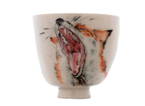 Tasse artisanale Moychay n° 43012, image artistique « Renard », céramique/peinture à la main, 145 ml.