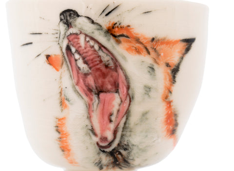 Tasse artisanale Moychay n° 43012, image artistique « Renard », céramique/peinture à la main, 145 ml.